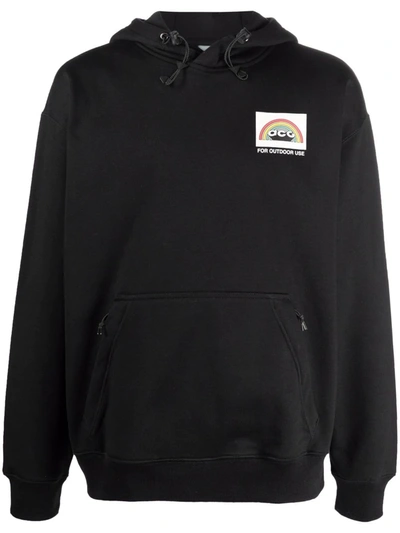 Nike Nrg Acg Printed Cotton-blend Jersey Hoodie In 黑色