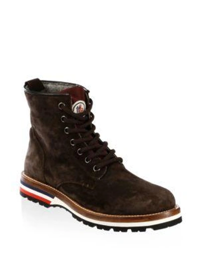 Moncler New Vancouver Leather Boot In Dark Brown