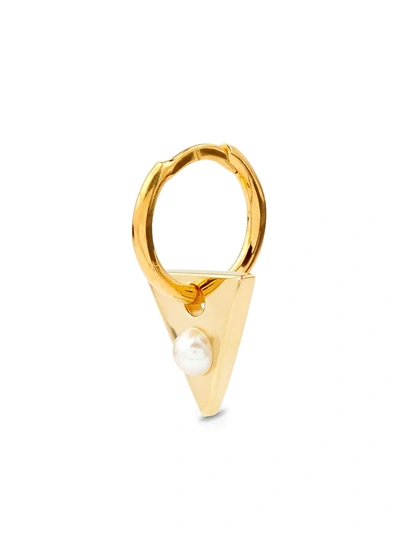 Otiumberg 9k Yellow Gold Pearl Triangle Hoop Earring