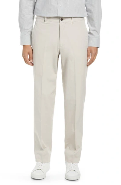 Berle Flat Front Cotton Poplin Dress Trousers In Stone