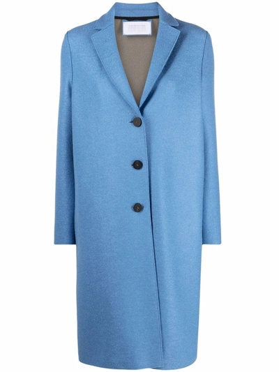 Harris Wharf London Womens Azure Single-breasted Wool Coat 14 In Light Blue