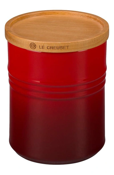 Le Creuset 2.5-quart Stoneware Canister With Wood Lid In Cerise