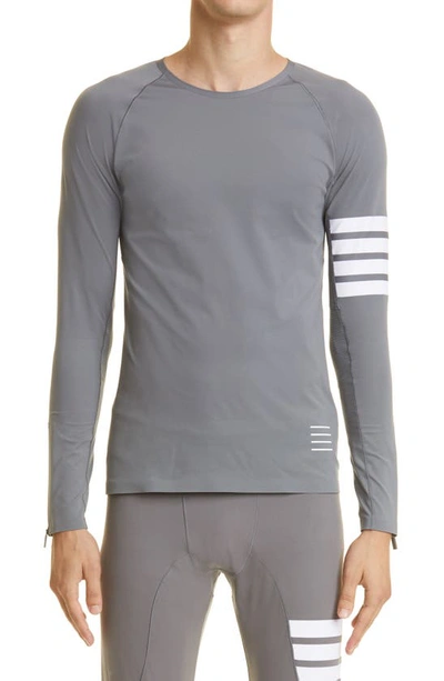 Thom Browne 4-bar Stripe Lightweight Compress Top In Grey