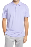 Peter Millar Jubilee Stripe Performance Polo In Beta Blue/ Lilac Blossom