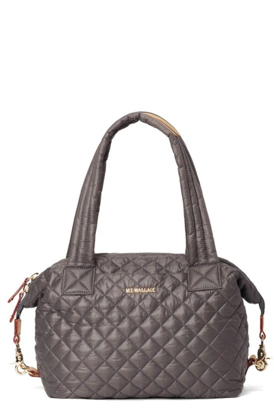 Mz Wallace Sutton Medium Deluxe Crossbody In Magnet Gray/gold