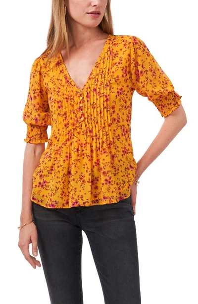 1.state Floral Pintuck Front Top In Floral Glow