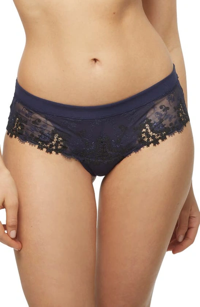 Simone Perele 'wish' Embroidered Boyshorts In Night Blue