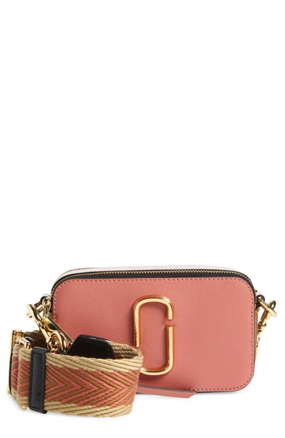 Marc Jacobs The Snapshot Leather Crossbody Bag In Light Mahogany Multi