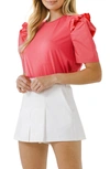 English Factory Ruffle Detail Top In Dusty Pink