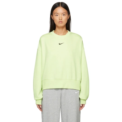 Nike Sportswear Essentials Oversized Cropped Cotton-blend Jersey Sweatshirt In Green