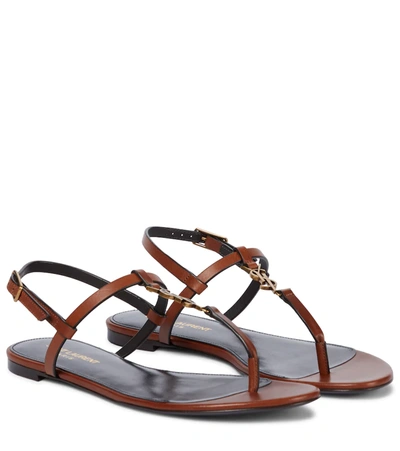 Saint Laurent Women's Cassandra Leather Slingback Thong Sandals In New Papaya