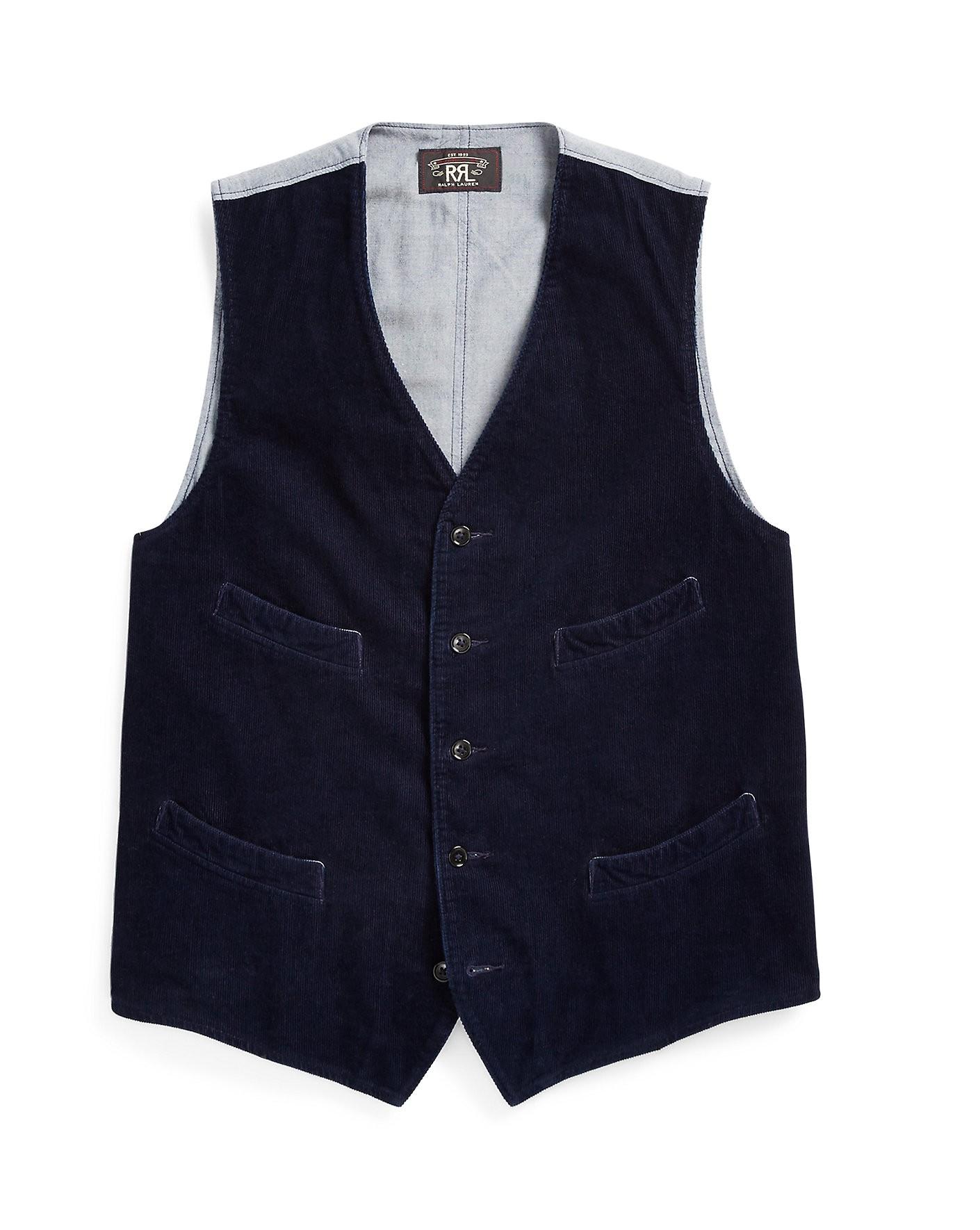 Ralph Lauren Rrl Indigo Cotton Corduroy Vest | ModeSens