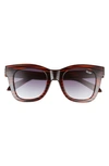 Quay After Hours 50mm Square Sunglasses In Espresso Stripe/ Smk Gradient