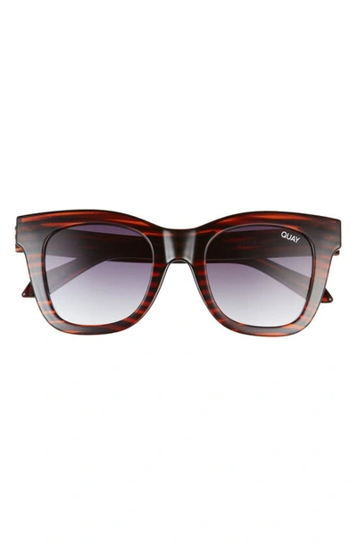 Quay After Hours 50mm Square Sunglasses In Espresso Stripe/ Smk Gradient