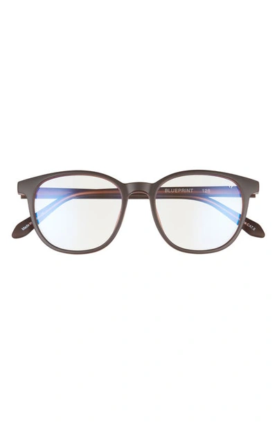 Quay Blueprint 48mm Blue Light Filtering Glasses In Rubber Matte Espresso/ Clear