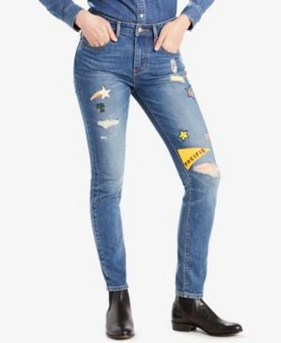 Levi's Limited 721 High-waist Patched Skinny Jeans, Created For Macy's In Pacific Heights