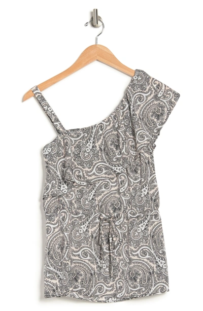 Gigi Parker Asymmetrical Popover Paisley Print Blouse In Garden Paisley Shell