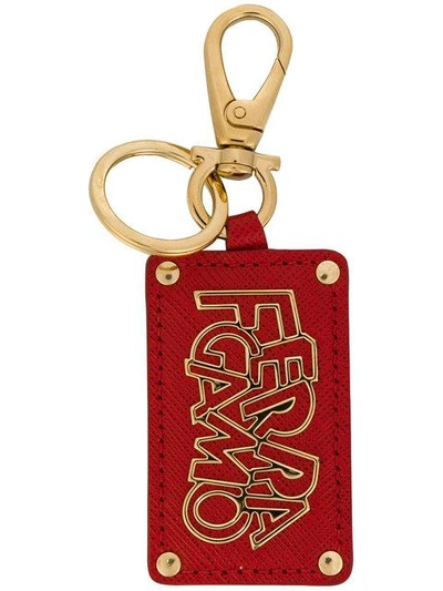 Ferragamo Salvatore  Logo Plaque Keychain - Red