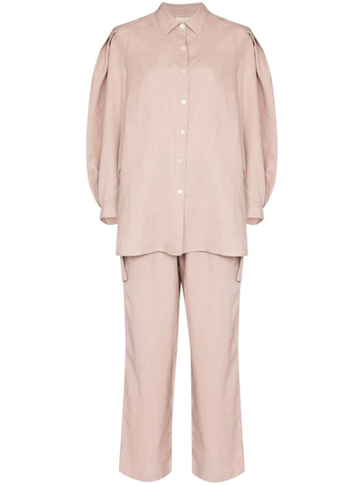 Des Sen Florence Linen Pyjama Set In Pink
