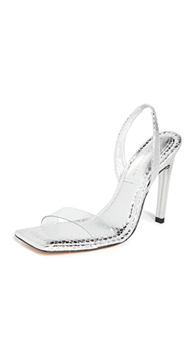 Good American Lucite Sandals In Silver Snake001