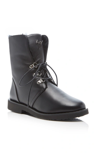 Giuseppe Zanotti Look Leather Lace Up Boots In Black