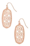 Kendra Scott Elle Filigree Drop Earrings In Rose Gold Filigree