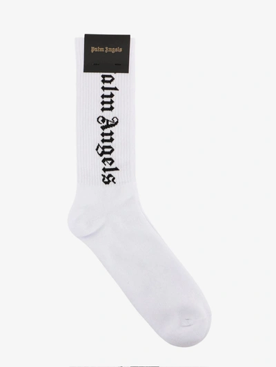 Palm Angels Vertical Logo Socks In White