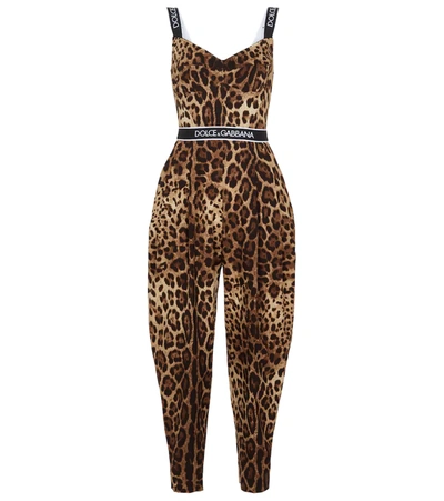 Dolce & Gabbana Diva Leopard-print Silk-blend Jumpsuit