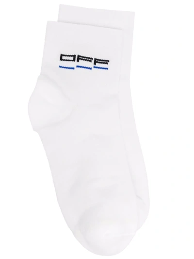 Off-white White Logo Stretch-jersey Socks In White And Black