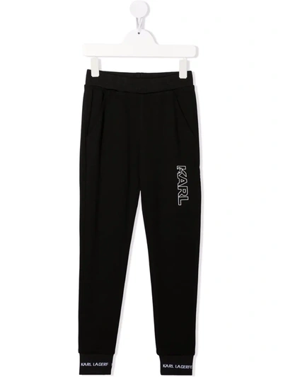Karl Lagerfeld Logo Print Cotton Sweatpants In Black