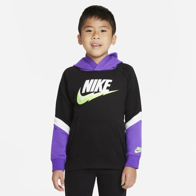 Nike Kids' Little Boys Colorblock French Terry Pullover Hoodie In Black