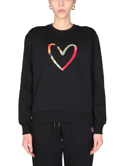 Ps By Paul Smith Ps Paul Smith Swirl Heart Crewneck Sweatshirt In Black