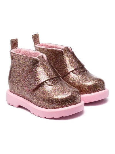 Mini Melissa Kids' Scented Glitter Rubber Boots In Dark Pink