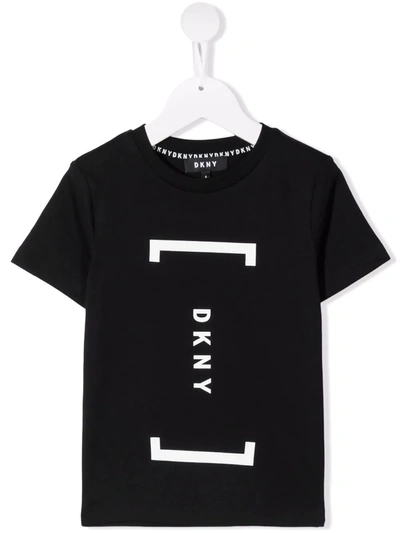 Dkny Kids' Logo-print Organic Cotton T-shirt In Black