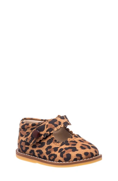 Elephantito Girl's Scalloped Leather Mary Jane, Toddler/kids In Suede Leopard