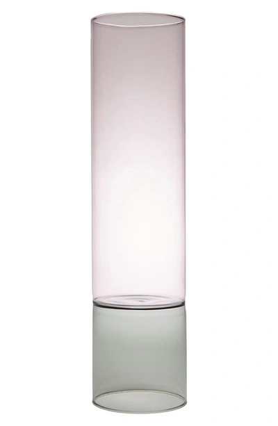 Ichendorf Bamboo Groove Glass Vase In Smoke/ Pink