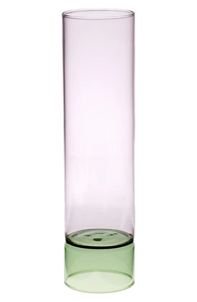 Ichendorf Bamboo Groove Glass Vase In Pink/ Green