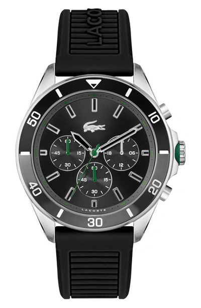 Lacoste Men's Chronograph Tiebreaker Black Silicone Strap Watch 44mm