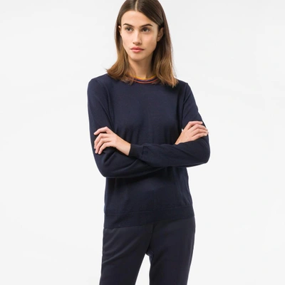 Paul Smith Women's Navy Wool Sweater With 'artist Stripe' Collar