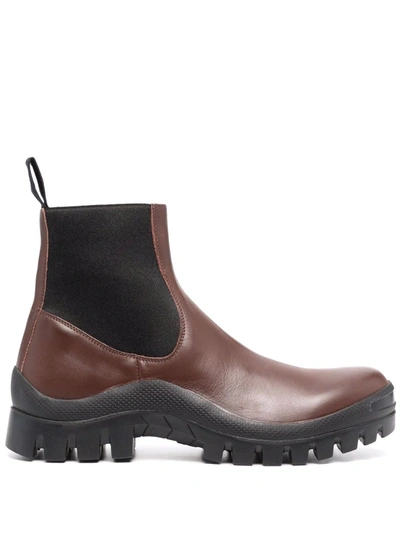 Atp Atelier Ridged-sole Ankle Boots In Brown