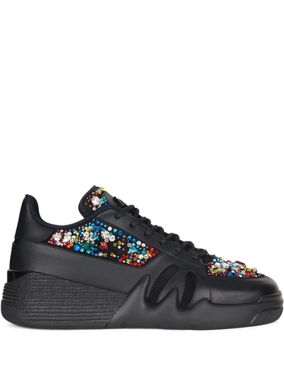 Giuseppe Zanotti Men's Talon Jewel Leather Low-top Sneakers In Black