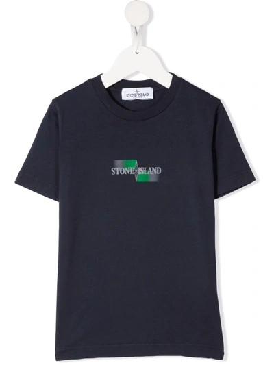 Stone Island Junior Logo-print Cotton T-shirt In Blue