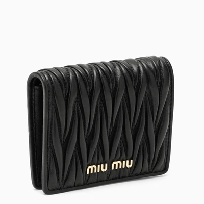 Miu Miu Black Wallet In Matelassé Nappa Leather