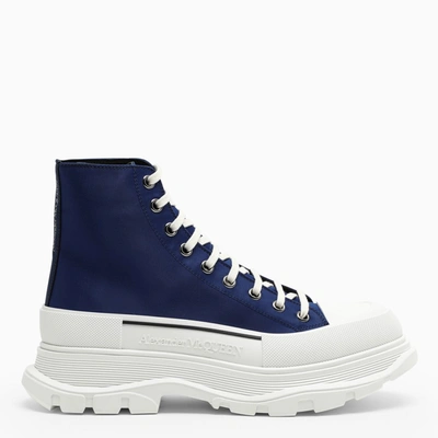Alexander Mcqueen Blue Leather Tread Slick Boots