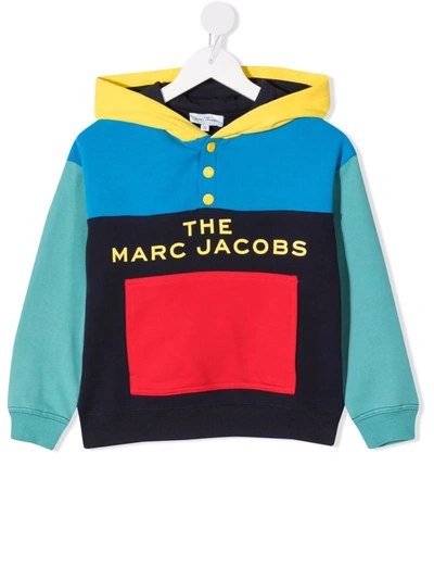 The Marc Jacobs Kids' Colour-block Logo-print Hoodie In Multicoloured