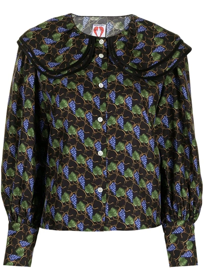 Shrimps Amelia Printed Silk-twill Blouse In Black