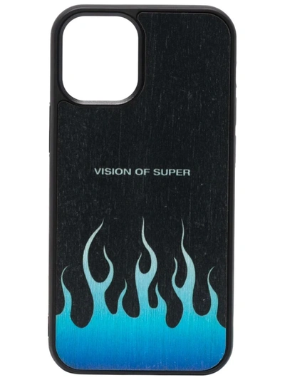 Vision Of Super Black Iphone 11 Case With Gradient Blue Flames In Schwarz