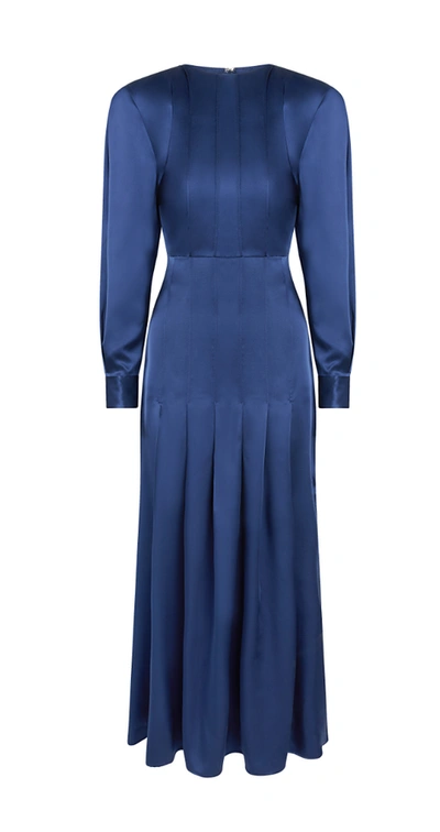 Sara Tamimi Pin Tuck Dress In Blue