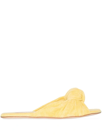 Olivia Morris At Home Yellow Violet Terry Cotton Slippers