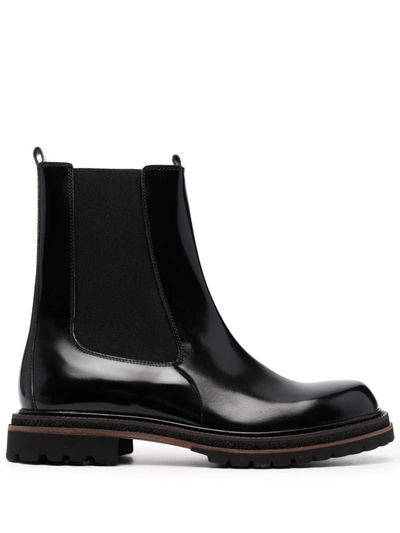 Fratelli Rossetti High-shine Leather Chelsea Boots In Schwarz